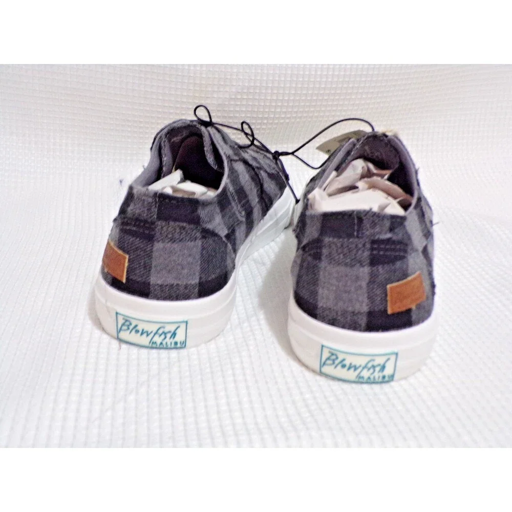 Blowfish Checkered Women's Loafers Gray & Black w/White Soles Size 10M Slip On's
